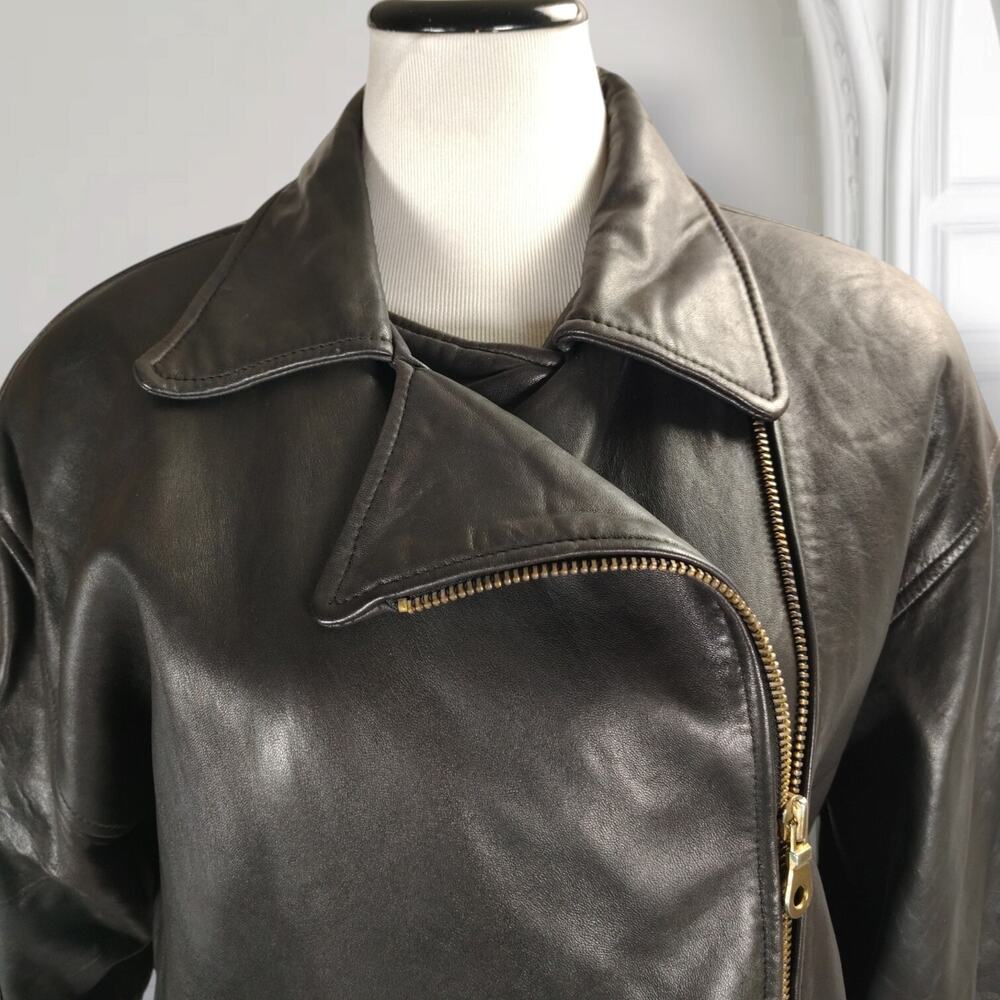 Andrew Marc x Henri Bendel Leather Moto Jacket S Buttery Soft Belted Zip